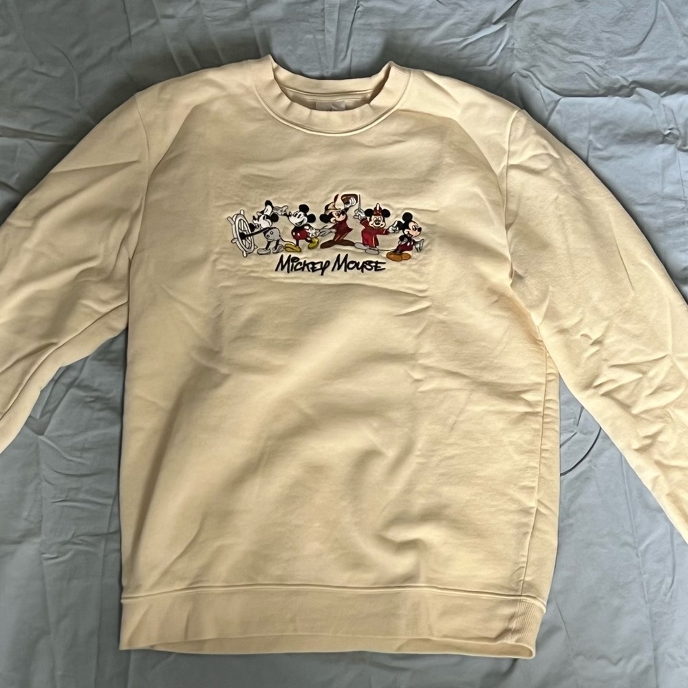 Disney Cream Crewneck Sweater with Embroidery